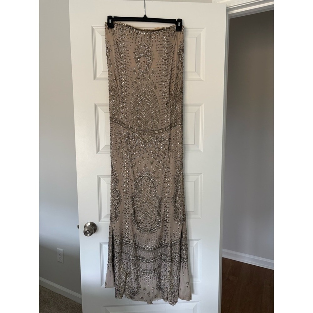 Kaufmanfranco Beaded Champagne Evening Gown Dress Size 4/401